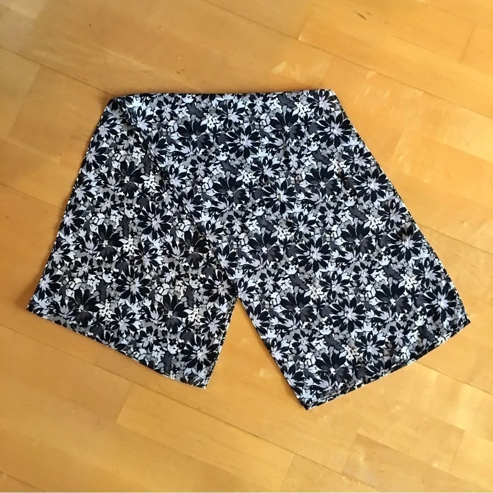 Floral, Lightweight, Semi-Sheer Scarf, Black, White